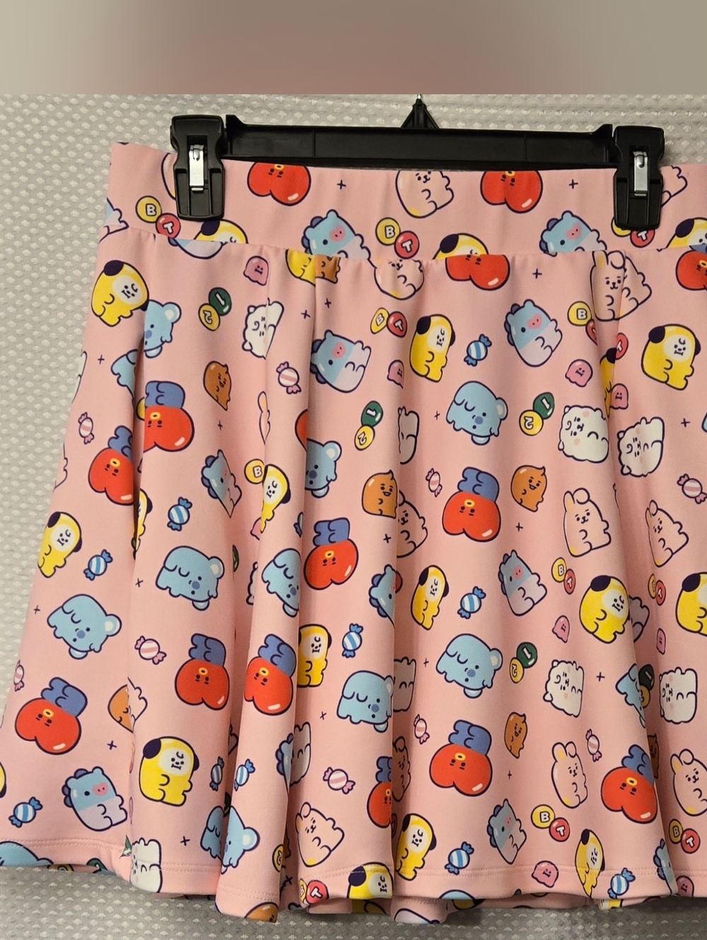 BT21 BTS Women’s Cute Cartoon Print Pink Skirt Size Large